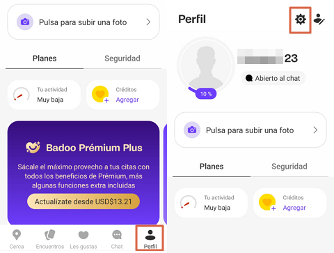 Como poner el perfil de Badoo privado paso 1