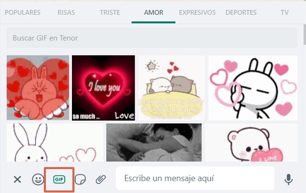 como enviar un gif por whatsapp web