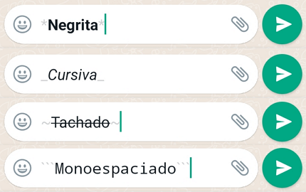 como poner negritas cursiva tachado y monoespaciado en whatsapp al escribir codigos