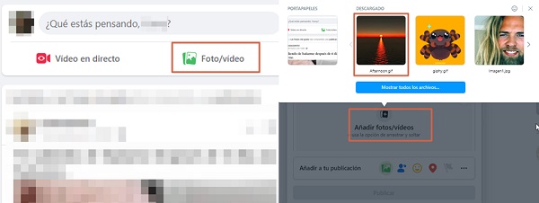 como subir un gif a facebook como publicación paso 2 y 3