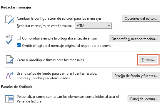 crear una firma en outlook para la version de windows