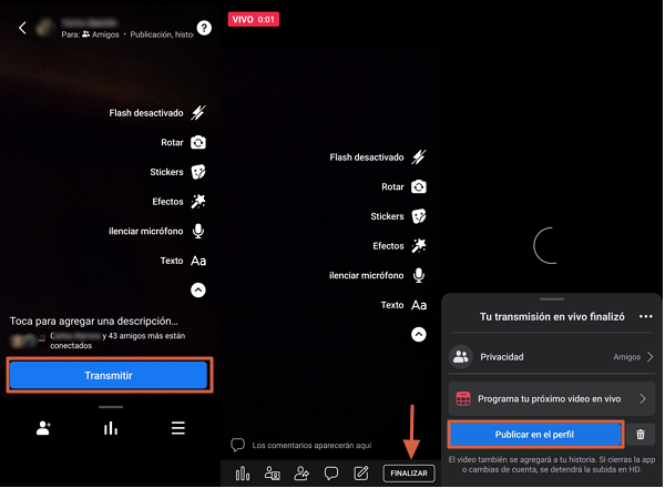 pasos a seguir para transmitir por facebook live desde el smartphone paso 5