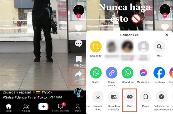 pasos para hacer duos en tiktok paso 1